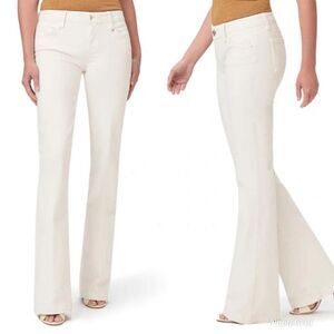 Revolve Paige Low Rise Laurel Canyon Flare Jeans in Sandy Ecru